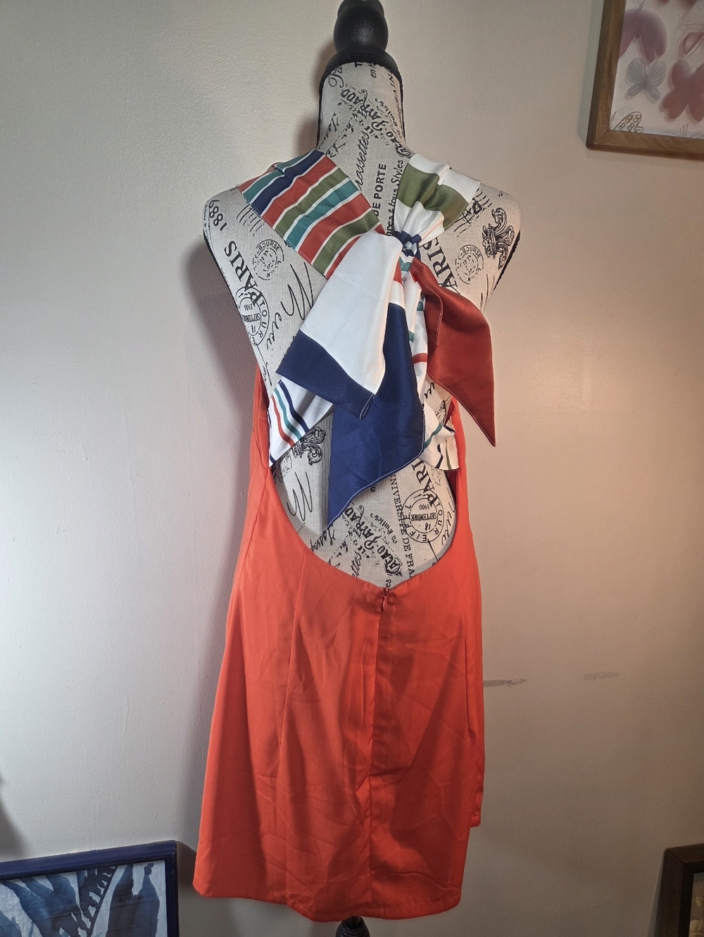 Lulus Joyful Red Orange Multi Stripe Tie-Back Mini Dress - Picture 6 of 10